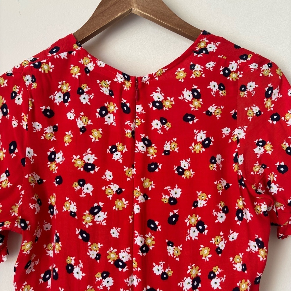 Faithfull The Brand Jasmine Red Ari Floral Midi Dress Sz 4 - Picture 7 of 11